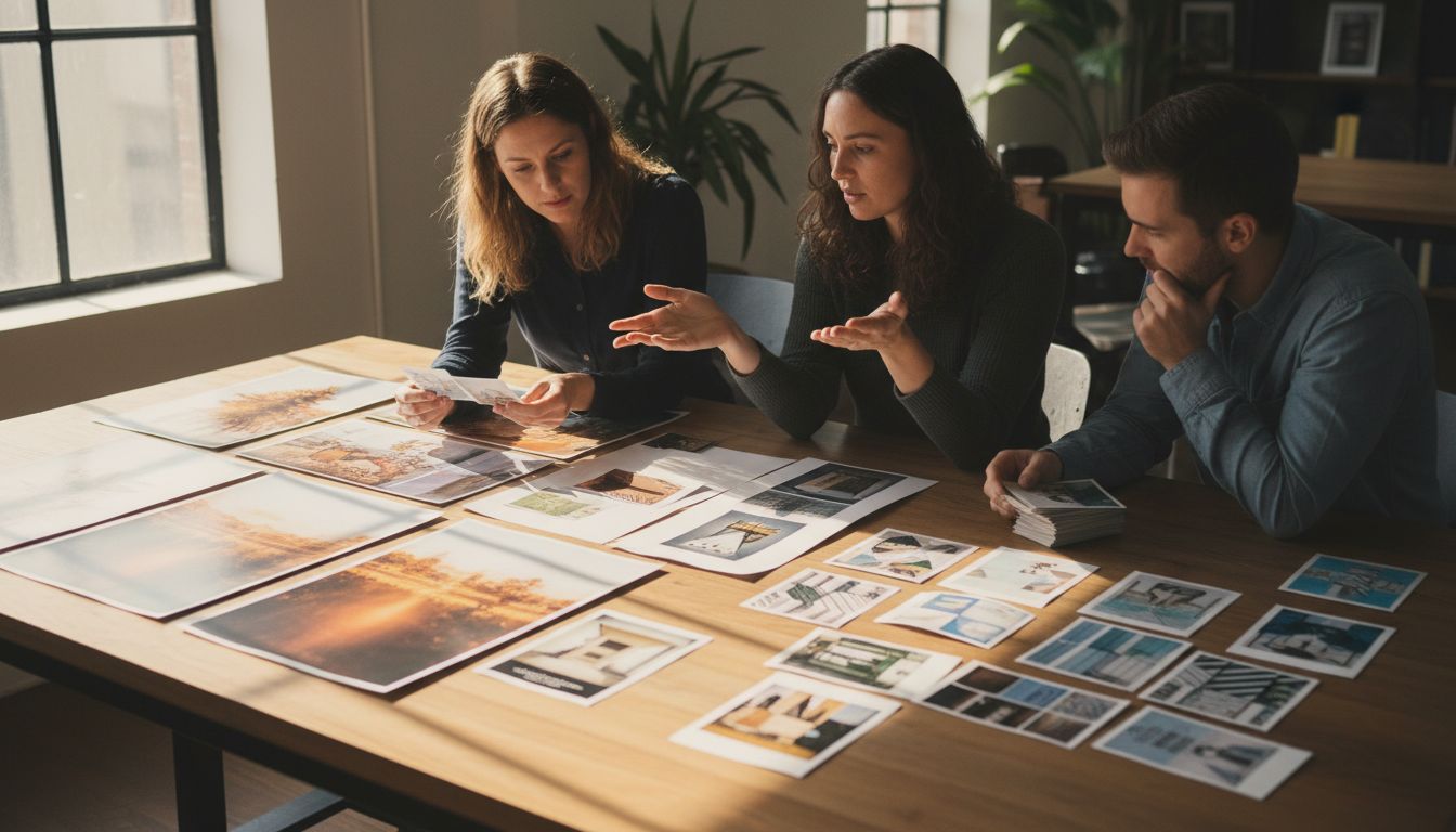 team reviewing ai image options side by side